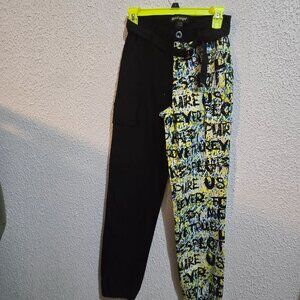 Vintage hip hop Half-Black & Abstract Print Joggers  Size S  Like An Angel  Rayo